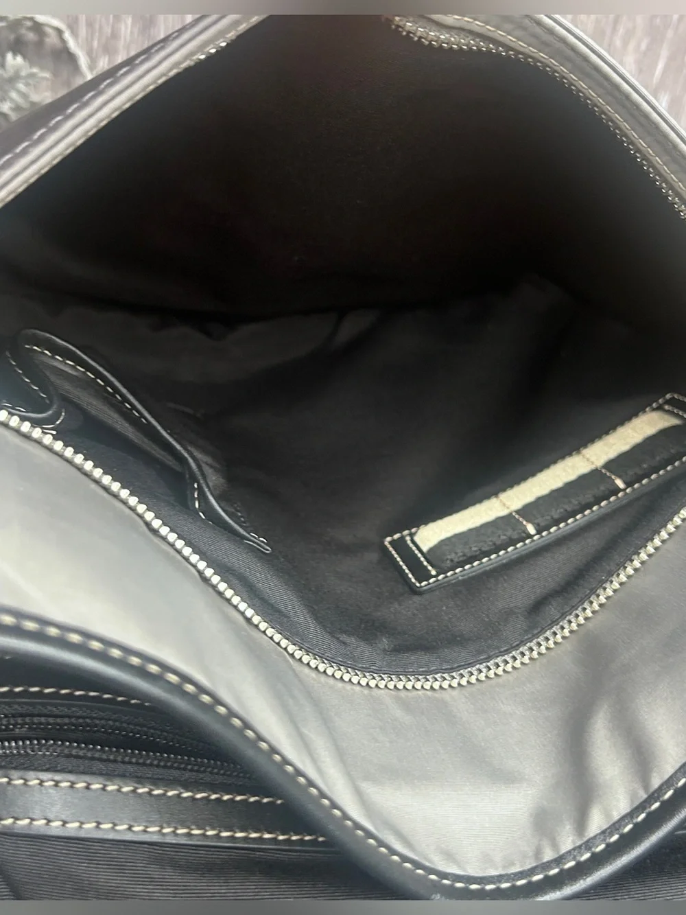 Coach Gray & Black Leather Trim Messenger Bag • Crossbody Laptop Satchel •